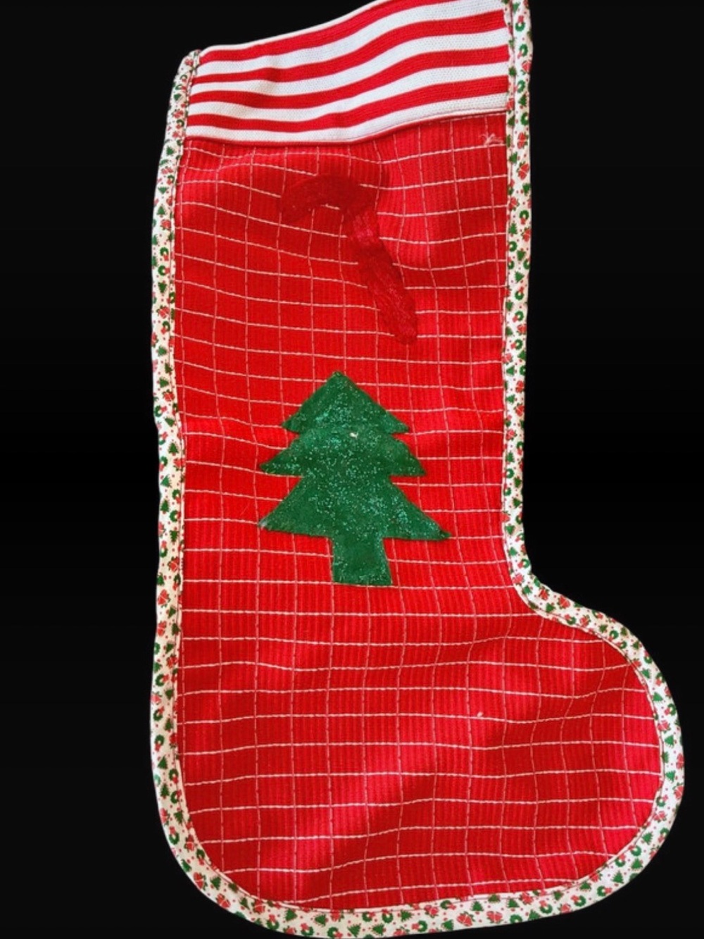 Vintage Handmade Christmas Stocking Felt Appliqué Holiday Home Decor